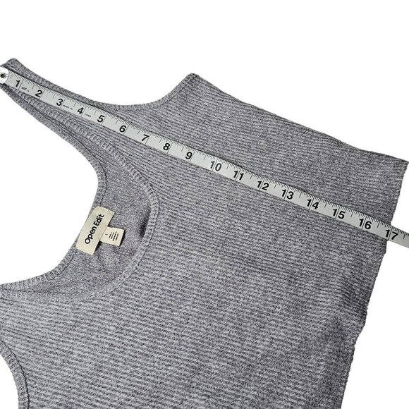 Open Edit U-Neck Ribbed Crop Top Stretchy Knitted Sleeveless Gray Women Large - Picture 5 of 6